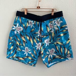 Volcom Blue Tropical Surf Trunks Hybrid Short Large